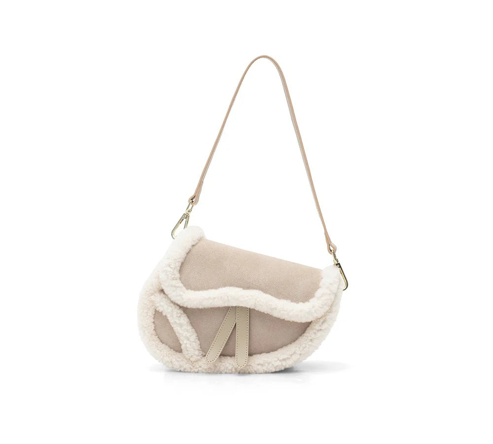 AUSTRALIAN SHEPHERD® Women Fluffy Wool Over Shoulder Saddle Bag