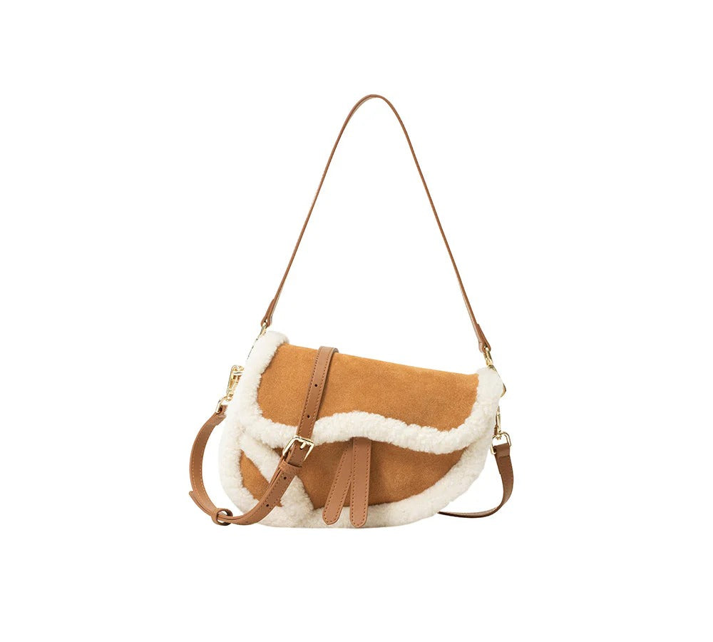 AUSTRALIAN SHEPHERD® Women Fluffy Wool Over Shoulder Saddle Bag